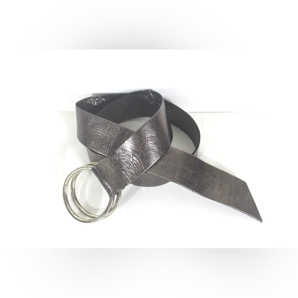 Vintage BRAVE BELTWORKS Metallic Pinky Silver Wrap Belt with Silver Metal Buckle